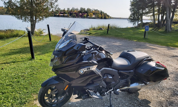 Motorcycle in front of beach