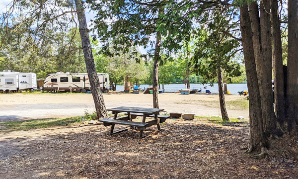 Campsite with picnic table