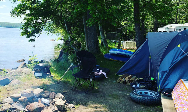 Tent by a lake