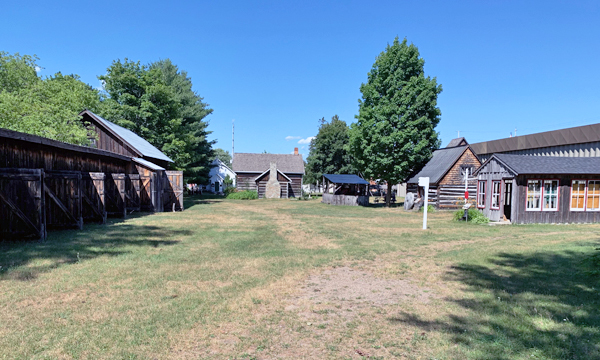 Pioneer buildings on museum grounds