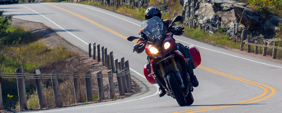 Motorcycle riding on a bend