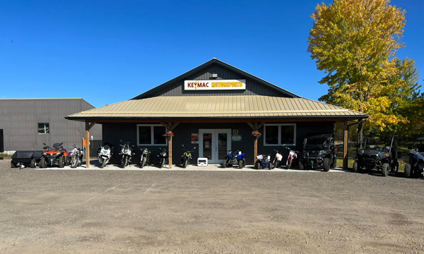 Motorcycles in front of building