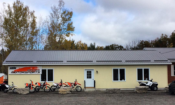 Motorcycles in front of building