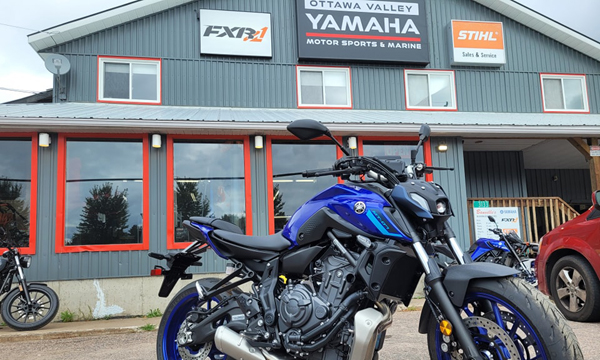 Motorcycle in front of building