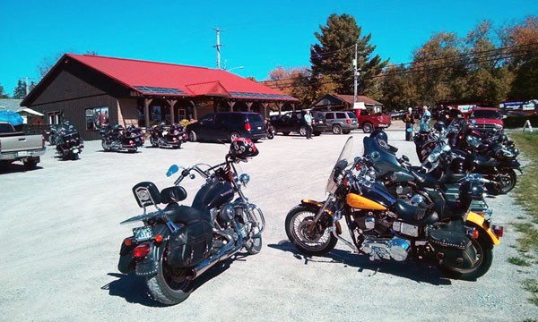 Motorcycles in front of Restaurant